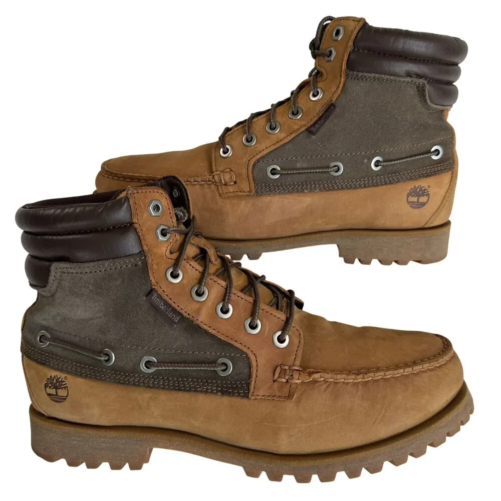 Timberland Men's AE Oakwell Nubuck Leather Mid Moc Toe Boots Size 11 Brown Green